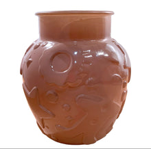 Load image into Gallery viewer, Vintage Chocolate Brown Embossed Glass Cookie Jar, Hazel-Atlas Glass, USA