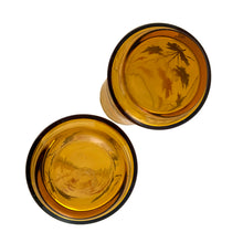 Load image into Gallery viewer, Jacks Daughter of All Trades Vintage Antique Mid-Century Kitsch Store Shop Reseller Etsy Shopify Toronto Canada Free Porch Pick Up Local Delivery Worldwide Shipping Judy Weinberg Unique Housewarming Gift Sustainable Gift Wedding Gift Home Decor Collectible Collector Gift Farmhouse Cottagecore Cottage Lodge Shabby Chic Industrial Retro amber 16oz cooler glass tumbler brown yellow maple leaves Libbey Glass 1970s