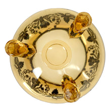 Load image into Gallery viewer, Vintage Amber Glass Flowerlite Bowl w/ Orchid Silver Overlay, Viking Art Glass, USA