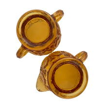 Load image into Gallery viewer, Vintage Amber "Moon and Star" Glass Creamer and Sugar, LE Smith Glass, USA