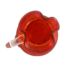 Load image into Gallery viewer, Vintage miniature hand blown amberina crackle art glass pitcher with clear applied handle. Crafted by Pilgrim Glass, circa 1960s. A great piece to start or add to your art glass collection!
In excellent condition, free from chips/cracks/repairs.
Measures 2 3/4 x 4 3/8 inches