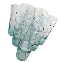 Load image into Gallery viewer, Close-up of Anchor Hocking Cameron beehive tumbler showing raised beehive texture detail and aqua glass color, mid-century USA