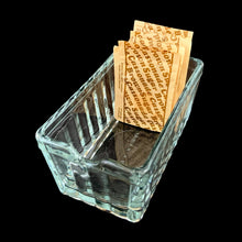 Load image into Gallery viewer, Full view of 1950s Anchor Hocking ribbed glass sugar packet holder in excellent condition, no chips