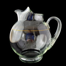 Load image into Gallery viewer, Vintage 1950s Anchor Hocking clear glass ball pitcher with gold stripe band