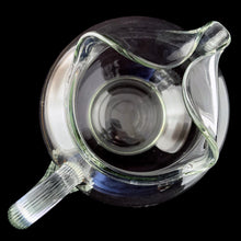 Load image into Gallery viewer, Top view of clear glass ball pitcher showing ice lip and gold band