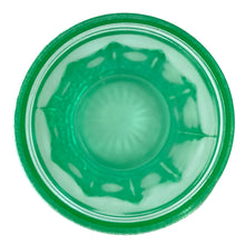Load image into Gallery viewer, RARE FIND!
Antique uranium green depression glass sugar dispenser with chrome lid. Paden City Glass, USA, 1915. Lid by Elite Works Brass. The glass glows brilliantly under black light. A stunning piece of vintage history to add to your glass collection...a real gem!
In good vintage condition, no chips, minor flea bites around the collar where the lid meets the glass and age-related wear to the lid.
3 3/8 x 5 1/2 inches