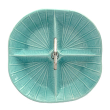 Load image into Gallery viewer, Vintage mid-century era 4-part divided square serving dish #511 with silver-toned handle. Crafted by California Pottery, USA, 1950s. A lovely serving piece for nuts, candies, dips....whatever you fancy!
In excellent condition, no chips/cracks/repairs. Wear to the handle. Reinforced handle with new rubber washer.
Measures 8 3/4 x 8 5/8 x 2 inches (6 1/8 inches with handle)