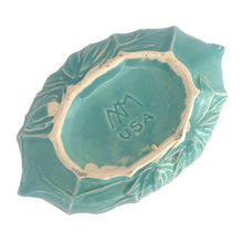 Load image into Gallery viewer, Jacks Daughter of All Trades Vintage Antique Retro Mid-Century Modern Modernist Kitsch Store Shop Reseller Etsy Shopify Toronto Canada Free Porch Pick Up Local Delivery Worldwide Shipping Judy Weinberg Unique Gift Housewarming Gift Sustainable Gift Wedding Gift Home Decor Collectible Collector Gift Farmhouse Cottagecore Cottage Lodge Shabby Chic Industrial Art Deco Art Pottery McCoy Pottery Christmas Gloss Aqua Lotus Water Lily Console Bowl