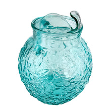 Load image into Gallery viewer, Detail of ice lip on 1960s Anchor Hocking Milano aqua glass pitcher