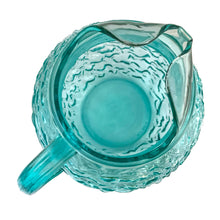 Load image into Gallery viewer, Top view of Anchor Hocking Milano aqua pitcher showing opening and textured glass