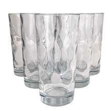 Load image into Gallery viewer, Set of 6 Pasabahce Mirage aqua dot optic glass tumblers, full group view showing aqua blue dot pattern and vintage style form