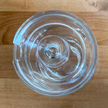 Load image into Gallery viewer, Vintage Joe Colombo modernist clear glass covered sugar bowl. Arno, Italy, 1960s. This sleek mid century modernist geometric design has a silhouette which makes the contents in this pressed glass appear suspended above the table surface.
In excellent condition, free from chips. Marked on the bottom ITALY and Arno stamp.
Measures 3 3/8 x 3 3/8 x 3 3/8 inches