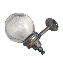 Load image into Gallery viewer, Vintage Art Deco glass globe wall-mounted cast metal industrial soap dispenser. These were typically found in classic bathrooms, gas stations, or public lavatories in the early to mid-20th century. This dispenser adds historical charm to farmhouse, industrial, or authentic restorations.
In as found used vintage condition, no chips in the glass, metal bracket shows patina and age-related wear. Requires restoration.
Measures 5 3/4 inches tall and extends 5 3/4 inches from the wall. Globe 3 1/2 inches