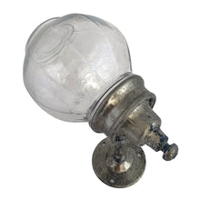 Load image into Gallery viewer, Vintage Art Deco glass globe wall-mounted cast metal industrial soap dispenser. These were typically found in classic bathrooms, gas stations, or public lavatories in the early to mid-20th century. This dispenser adds historical charm to farmhouse, industrial, or authentic restorations.
In as found used vintage condition, no chips in the glass, metal bracket shows patina and age-related wear. Requires restoration.
Measures 5 3/4 inches tall and extends 5 3/4 inches from the wall. Globe 3 1/2 inches