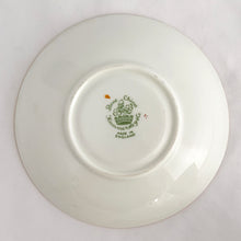 Load image into Gallery viewer, Vintage hand painted, multi-colour Asian rose flowered teacup in the Chinoiserie style is a rare pattern produced by Hammersley and Company, Bone China, England, circa 1940s. Painted in the interior and exterior, the flowers are shades of blue, pink, yellow and green featuring a pair of scrolls tied with a pink bow. Makes a lovely gift for any occasion. Excellent condition, free from chips, cracks or repairs. Teacup measures3 1/2 x 2 1/4 inches. Saucer measures 5 1/4 inches