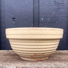Load image into Gallery viewer, Vintage beige beehive ribbed redware mixing bowl in creamy beige with red speckles. Marked Germany. Perfect for everyday use or add this piece to your kitchen decor.
In vintage condition showing wear to the glaze no chips/cracks/repairs. Marked Germany.
Measures 6 5/8 x 3 1/4 inches
