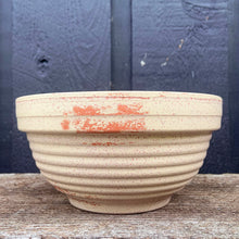 Load image into Gallery viewer, Vintage beige beehive ribbed redware mixing bowl in creamy beige with red speckles. Marked Germany. Perfect for everyday use or add this piece to your kitchen decor.
In vintage condition showing wear to the glaze no chips/cracks/repairs. Marked Germany.
Measures 6 5/8 x 3 1/4 inches