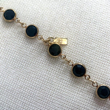 Load image into Gallery viewer, Jacks Daughter of All Trades Vintage Antique Mid-Century Kitsch Store Shop Reseller Etsy Shopify Toronto Canada Free Porch Pick Up Local Delivery Worldwide Shipping Judy Weinberg Unique Collectible Flea Market Style Swarovski opera length necklace black faceted cut crystals gold toned metal 1980s elegant costume jewellery jewelry Statement Necklace Retro Glam Sustainable Fashion