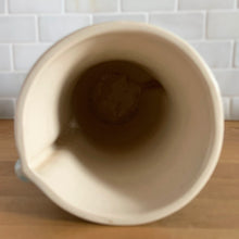 Load image into Gallery viewer, Rim view of vintage Brentleigh Ware celadon blue gloss glazed ceramic vase showing glazed cream interior