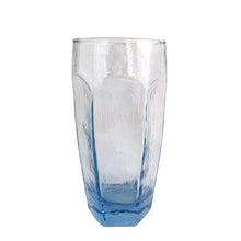 Load image into Gallery viewer, Stunning pale blue "Chivalry" cooler glass. The glass has a textured surface with a six panel shape making them super easy to hold. Crafted by the Libbey Glass Company, USA, circa 1990s. A great addition to your glassware collection! In excellent condition, free from chips. Measures 3 3/8 x 6 1/8 inches Capacity 16 ounces