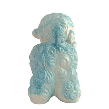 Load image into Gallery viewer, Adorable mid-century hand painted ceramic anthropomorphic happy lamb planter (601) in blue and pink. Produced by Rubens Originals, Japan, circa 1950s. The epitome of kitschy nursery decor and a great little vessel for a houseplant, succulent or to hold baby accessories.  In excellent condition, no chips/cracks/repairs. Embossed makers mark.  Measures 4 x2 3/4 x 5 1/4 inches