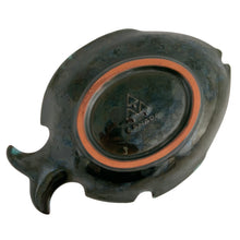 Load image into Gallery viewer, Bottom of Blue Mountain Pottery fish dish showing authentic Three Trees Era maker's mark, 10 inches long