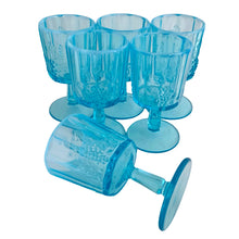 Load image into Gallery viewer, Vintage Westmoreland blue opalescent paneled grape goblets