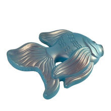 Load image into Gallery viewer, Sweet vintage iridescent blue and pink angelfish chalk ware wall hanger. Crafted by Miller Studio, USA, 1969. These super kitschy and highly collectible fish are the perfect accent for your bath or tropical decor! In excellent vintage condition, free from chips. Marked on the tail fin "©1969 Miller Studio Inc". Measures 5 1/2 x 4 x 1 inches