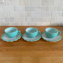 Load image into Gallery viewer, Vintage "Ripple Blue" or "Blue Crinoline" Milk Glass Cup and Saucer, Hazel-Atlas Glass, USA