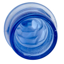 Load image into Gallery viewer, In vintage condition with age-related wear, including small chips and a hairline fracture to the base and surface scuffing typical of satin glass.
Measures 3 x 2 3/8 x 7 inches