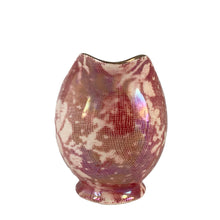 Load image into Gallery viewer, Beautiful vintage mid-century "Brocade Cranberry" iridescent bone china creamer featuring a rosebud handle, rimmed in gold gilt. Crafted by Royal Winton Grimwades, England, between 1934 - 1950. A stunning example of Chintz and cottage style! In excellent vintage condition, free from chips/cracks/repairs, normal crazing. Creamer measures 2 1/2 x 3 1/2 inches