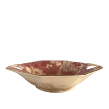 Load image into Gallery viewer, Beautiful vintage mid-century "Brocade Cranberry" iridescent bone china lidded condiment jar featuring a rosebud finial, rimmed in gold gilt. Crafted by Royal Winton Grimwades, England, between 1934 - 1950. A stunning example of Chintz and cottage style! In used vintage condition with staining, free from chips/cracks/repairs. Creamer measures 5 7/8 x 4 5/8 x 1 inches