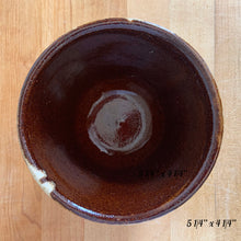 Load image into Gallery viewer, Overhead view of 5-inch planter, showing the dark glossy glaze inside and rim