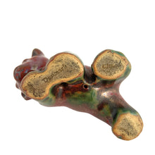 Load image into Gallery viewer, Jacks Daughter of All Trades Vintage Antique Mid-Century Kitsch Store Shop Reseller Etsy Shopify Toronto Canada Free Porch Pick Up Local Delivery Worldwide Shipping Judy Weinberg Unique Housewarming Gift Sustainable Gift Wedding Gift Home Decor Collectible Collector Gift Farmhouse Cottagecore Cottage Lodge Flea Market bear cub stoneware figurine earthy brown forest green luminous glaze Danish pottery Gertrud Kudielka Lauritz Hjorth Denmark 1940s 1950s 1960s charming animal sculpture nature lover decor