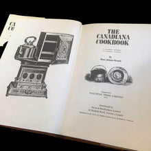 Load image into Gallery viewer, Vintage The Canadiana Cookbook, hardcover cookbook "a complete heritage of Canadian cooking" with recipes organized by province. Written by Mme. Jehane Benoit, renowned Canadian culinary author, speaker, commentator, journalist and broadcaster during the 50s/60s/70s. Its 203 pages of regional recipes and line illustrations. Published by Pagurian Press, Canada, 1970, first edition. The bound book is in excellent condition showing normal age-related page yellowing and the jacket cover has wear and is torn.