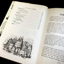 Load image into Gallery viewer, Vintage The Canadiana Cookbook, hardcover cookbook "a complete heritage of Canadian cooking" with recipes organized by province. Written by Mme. Jehane Benoit, renowned Canadian culinary author, speaker, commentator, journalist and broadcaster during the 50s/60s/70s. Its 203 pages of regional recipes and line illustrations. Published by Pagurian Press, Canada, 1970, first edition. The bound book is in excellent condition showing normal age-related page yellowing and the jacket cover has wear and is torn.