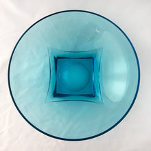 Load image into Gallery viewer, A striking set of six vintage "Capri Colonial" laser blue glass salad bowls offers an exquisite touch to your tabletop. Produced by the Hazel-Atlas Glass Company, USA, circa 1960s. With its distinct square base and electric blue hue, these are sure to please your guests. Perfect for serving salads or desserts! In excellent condition, free from chip/cracks. Measures 6 x 2 inches