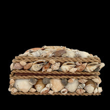 Load image into Gallery viewer, Back view of shell-encrusted wooden trinket box from Cayman Islands showing complete shell coverage