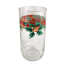 Load image into Gallery viewer, Vintage 10-piece Christmas glass tumbler set decorated with red poinsettias and bows in green, red and gold. Crafted by Libbey Canada, 1980s. Perfect to add the holiday spirit to your table!
In excellent condition, new in box.
Measures 2 1/8 x 9 1/4 inches
Capacity 13 1/2 ounces