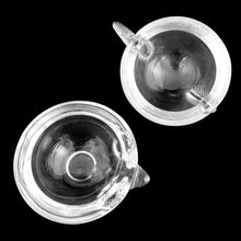 Load image into Gallery viewer, Vintage Anchor Hocking clear glass fish trinket dish, overhead view of lid and base separated showing interior bowls and rims
