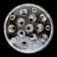 Load image into Gallery viewer, Vintage LE Smith clear glass flower frog with 11 holes and bun feet, top view