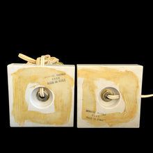 Load image into Gallery viewer, Underside of square white marble base showing stamp, genuine marble base, made in Italy