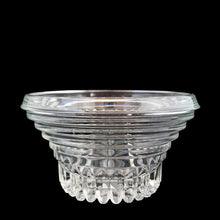 Load image into Gallery viewer, Side profile of Anchor Hocking Manhattan glass relish insert showing depth and clarity, 1938–1943