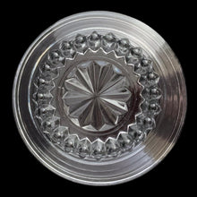 Load image into Gallery viewer, Bottom view of vintage Anchor Hocking Manhattan clear glass relish center insert, excellent condition, no chips