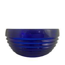 Load image into Gallery viewer, Vintage cobalt blue glass cereal/snack bowl. The pattern looks like "Park Avenue" by Anchor Hocking, that was produced between 1987 - 1991. A nice bowl for cereal or snacks and could easily be repurposed as a trinket dish for keys and the like. In excellent condition, no chips. Measures 5 3/8 x 2 1/2 inches