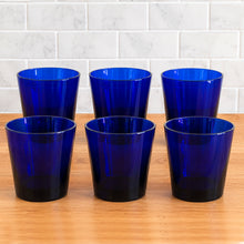 Load image into Gallery viewer, Six Libbey Glass cobalt blue Flare old fashioned tumblers