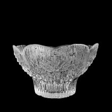 Load image into Gallery viewer, Vintage Cow Parsley clear art glass votive candle holder featuring a textured design of plant sprigs and seeds. Designed by Pertii Kallioinen for Lasisepat Mantsala, Finland, 1970s. Add a little Finnish design style to your home decor with this striking design!
In excellent condition, free from chips.
5 x 3 inches