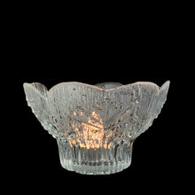Load image into Gallery viewer, Vintage Cow Parsley clear art glass votive candle holder featuring a textured design of plant sprigs and seeds. Designed by Pertii Kallioinen for Lasisepat Mantsala, Finland, 1970s. Add a little Finnish design style to your home decor with this striking design!
In excellent condition, free from chips.
5 x 3 inches