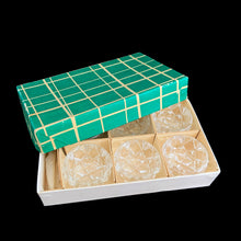 Load image into Gallery viewer, Close-up of the original gold and blue vintage presentation box with maker's branding.