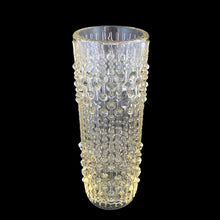 Load image into Gallery viewer, Vintage 1974 František Pečený Candle Wax art glass vase for Sklo Union, Czech pressed glass with relief pattern, 9 inches tall